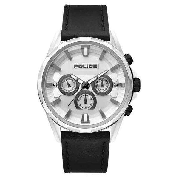 Police Quartz Multifunction White Dial Leather Strap Watch for Men - image number 0