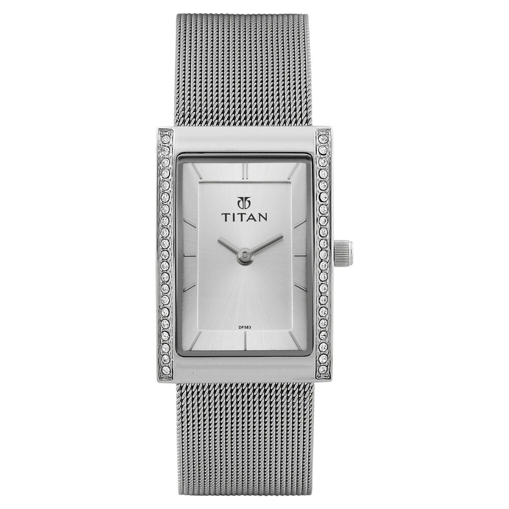 Buy Online Titan Quartz Analog Silver Dial Stainless Steel Strap Watch for Women 95034sm01 Titan