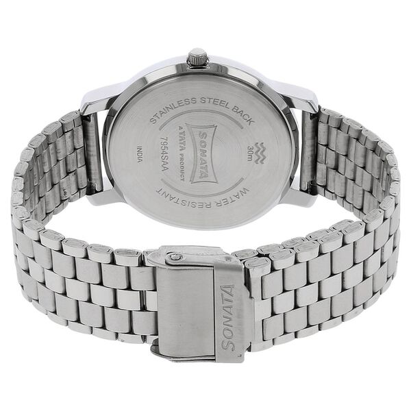 Sonata Quartz Analog Blue Dial Stainless Steel Strap Watch for Men - image number 3