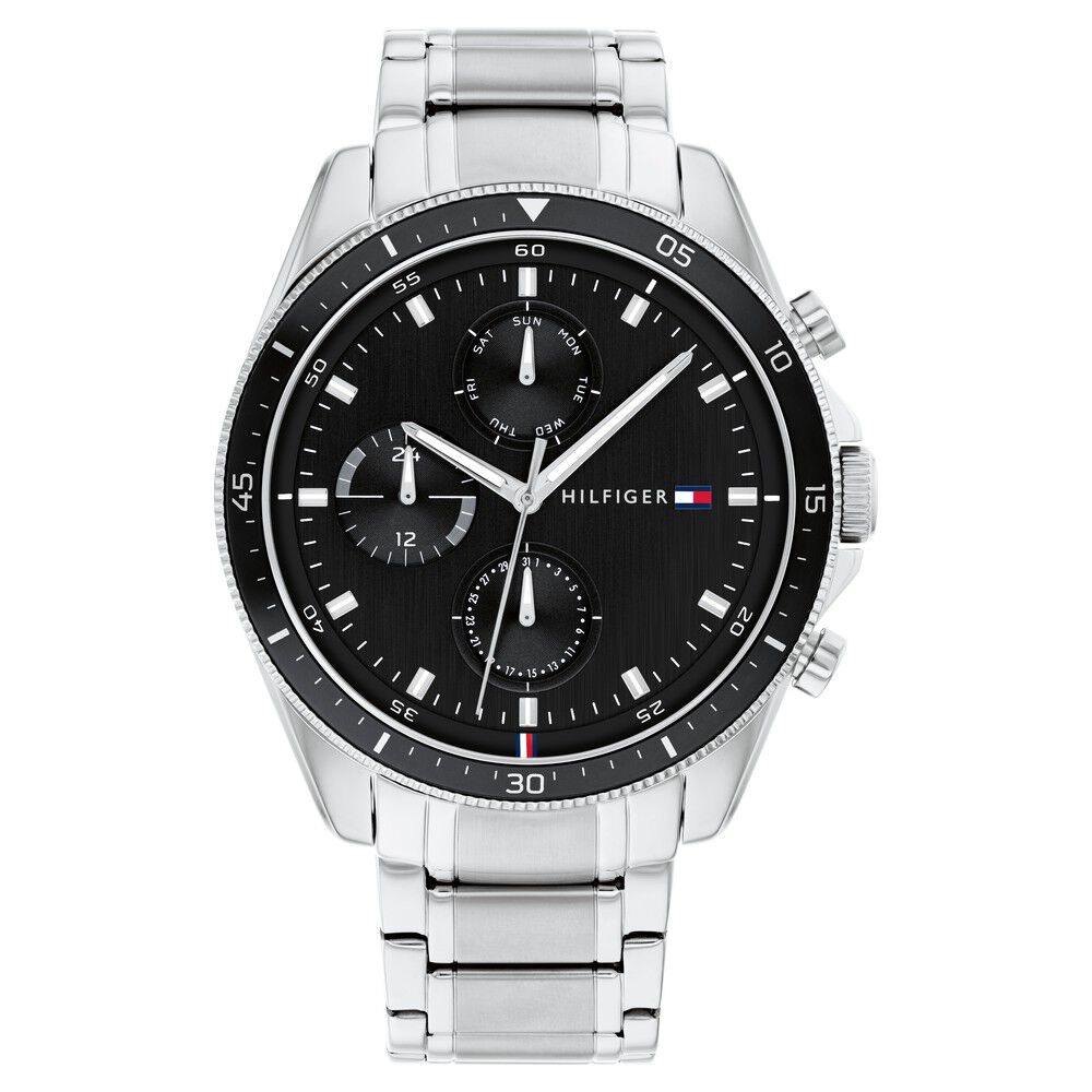 Buy Online Tommy Hilfiger Quartz Multifunction Black Dial Watch