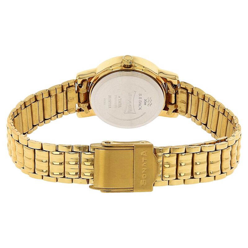 Sonata Quartz Analog Champagne Dial Stainless Steel Strap Watch for Women - image number 3