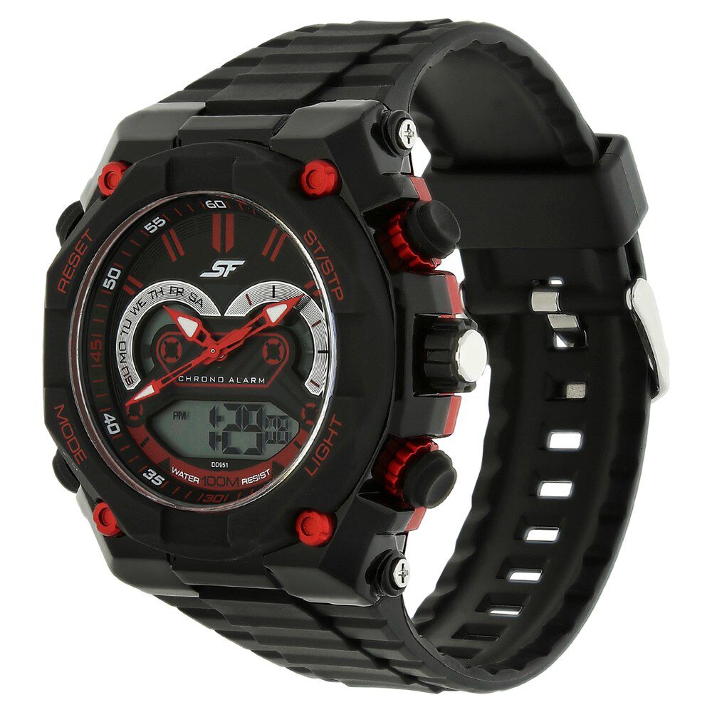 Buy Online SF Quartz Digital Dial Plastic Strap Watch for Men np77030pp01 Titan
