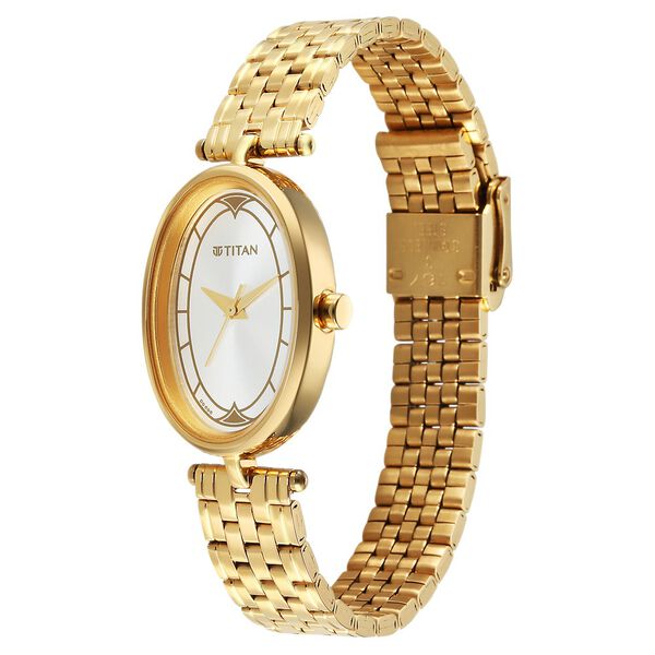 Titan Karishma Quartz Analog Silver Dial Golden Stainless Steel Strap Watch For Women - image number 2
