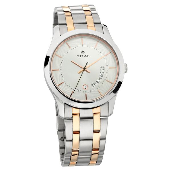 Titan Quartz Analog with Date Silver Dial Stainless Steel Strap Watch for Men - image number 1