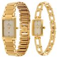 Titan Quartz Analog with Date Champagne Dial Stainless Steel Strap Watch for Couple - image number 1