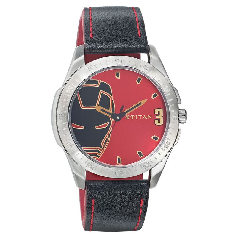 Titan Quartz Analog Red Dial Leather Strap Watch for Men - image number 0