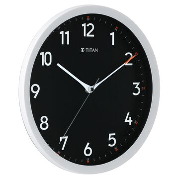 Titan Contemporary Black Wall Clock with Silent Sweep Technology - 30 cm x 30 cm (Medium)