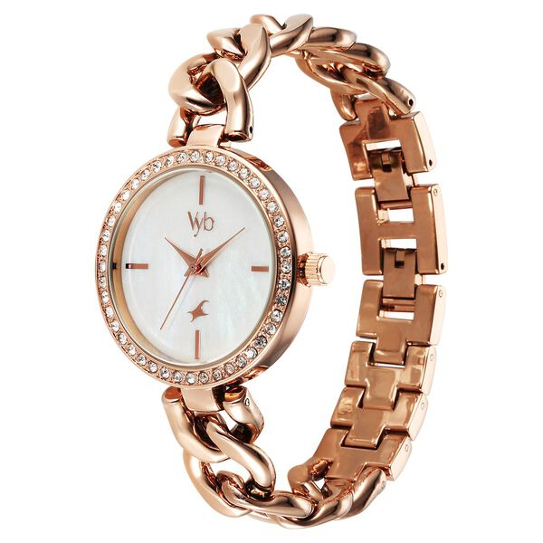 Fastrack Vyb Showstopper Quartz Analog Mother Of Pearl Dial Metal Strap Watch for Girls - image number 3
