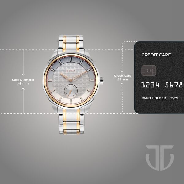 Titan Regalia Opulent Offset Second Hand White Dial Rose Gold Bimetal Strap Watch For Men - image number 3