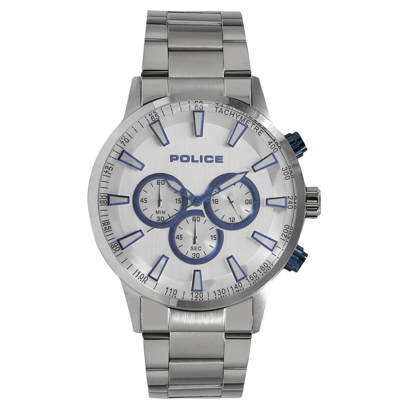 Police Quartz Chronograph Silver Dial Metal Strap Watch for Men
