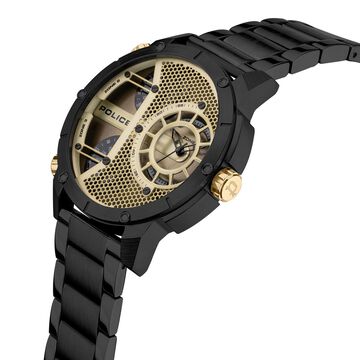 Police Quartz Multifunction Golden Dial Stainless Steel Strap Watch for Men