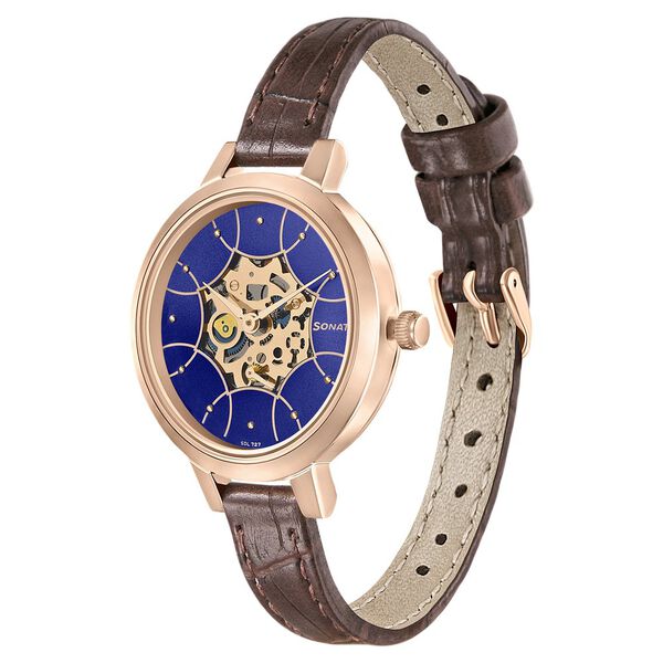 Sonata Unveil Quartz Multifunction Leather Strap Watch for Women - image number 1