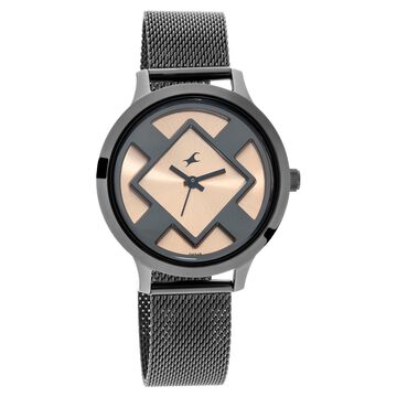 Fastrack Fit Outs Quartz Analog Rose Gold Dial Metal Strap Watch for Girls