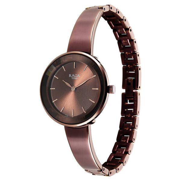 Titan Raga Showstopper Quartz Analog Brown Dial Metal Strap Watch For Women - image number 2