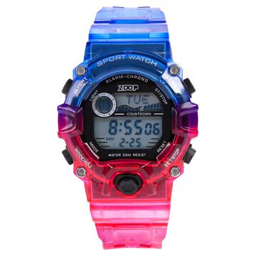 Zoop Digital Watch with Digital Dial & Transparent Blue Red Strap for Boys Kids, from House of Titan
