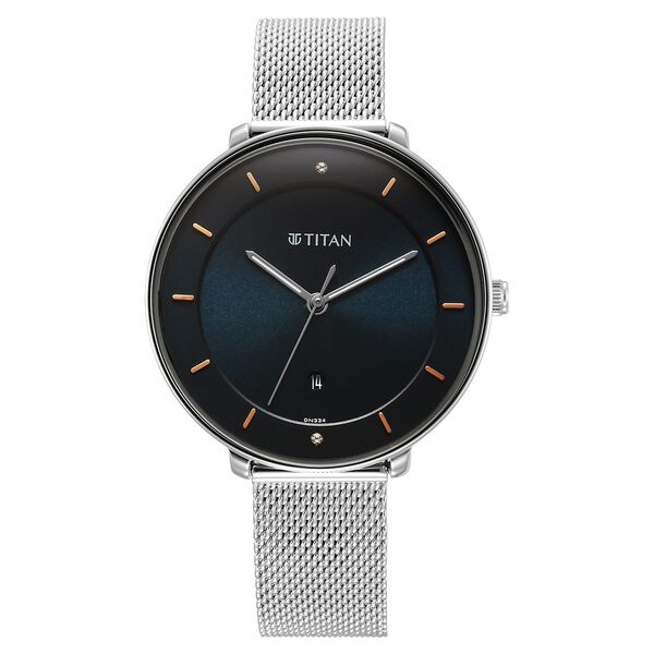 Titan Noir Blue Dial Analog Stainless Steel Strap Watch for Women - image number 1
