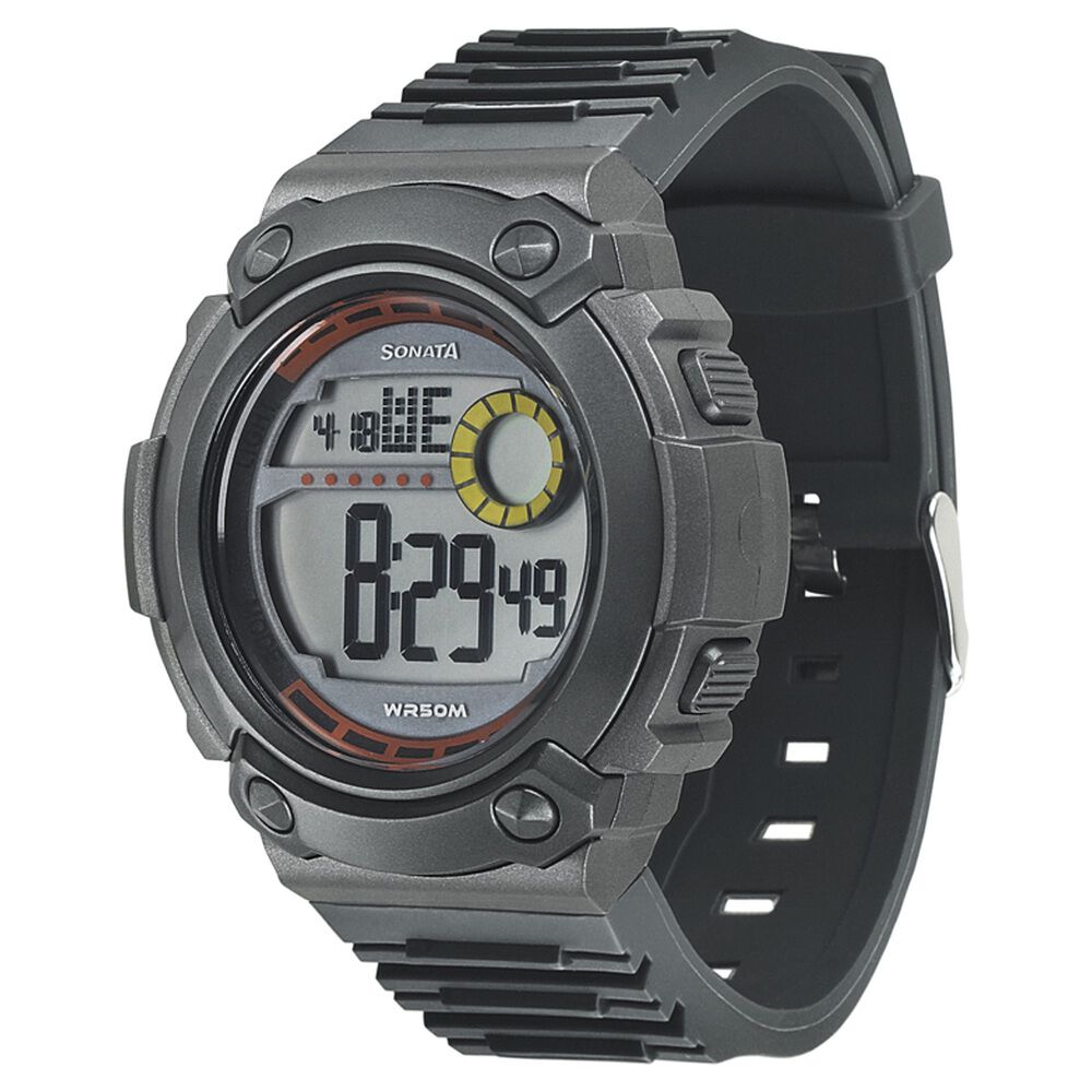 Sonata Digital Orange Dial Strap Watch for Men