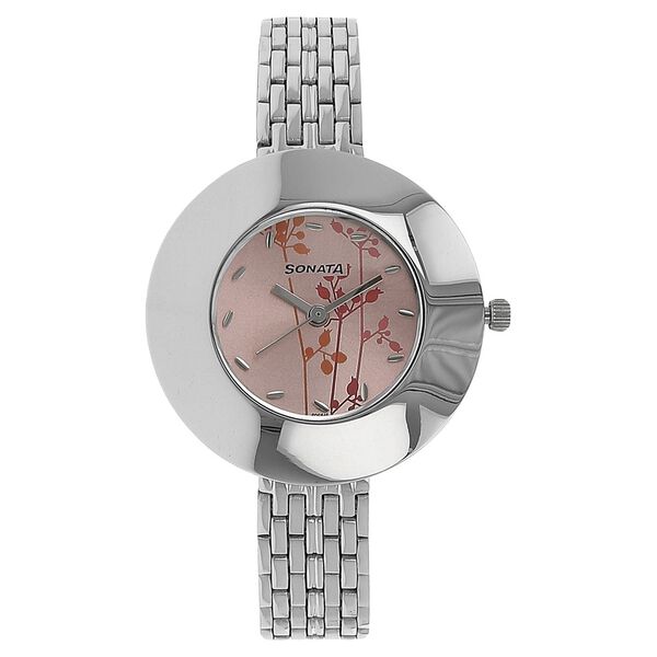 Sonata Quartz Analog Pink Dial Stainless Steel Strap Watch for Women - image number 0