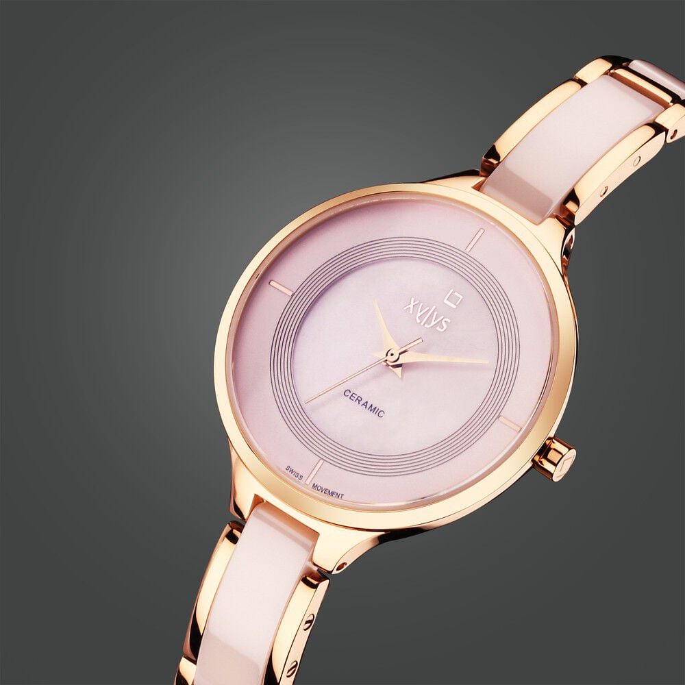 Buy Online Xylys Seraphina Swiss Analog Steel Ceramic Mother of Pearl Pink Dial Watch for Women 9920wd04e Titan