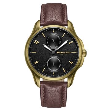 Kenneth Cole Quartz Multifunction Brown dial Leather Strap Watch for Men