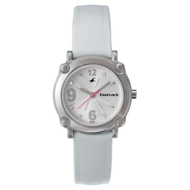 Fastrack Quartz Analog Silver Dial Leather Strap Watch for Girls