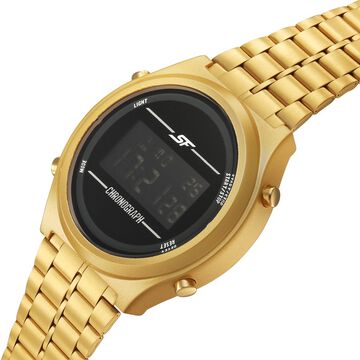SF CirQle Digital Black Dial Golden Stainless Steel Strap Watch For Men