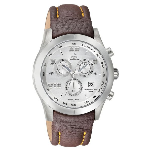 Xylys Swiss Chronograph Brown Leather Strap and Silver Dial Watch For Men - image number 0