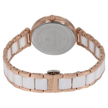 Titan Ceramics White Dial Quartz Multifunction Stainless Steel and Ceramic Strap watch for Women