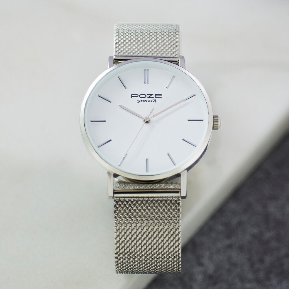 Sonata white dial watch hot sale