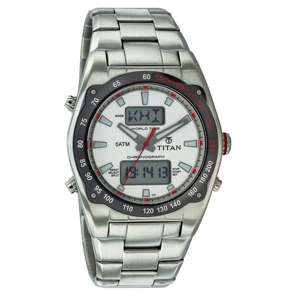 Titan Quartz Analog Digital White Dial Watch for Men - image number 0