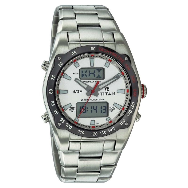 Titan Quartz Analog Digital White Dial Watch for Men