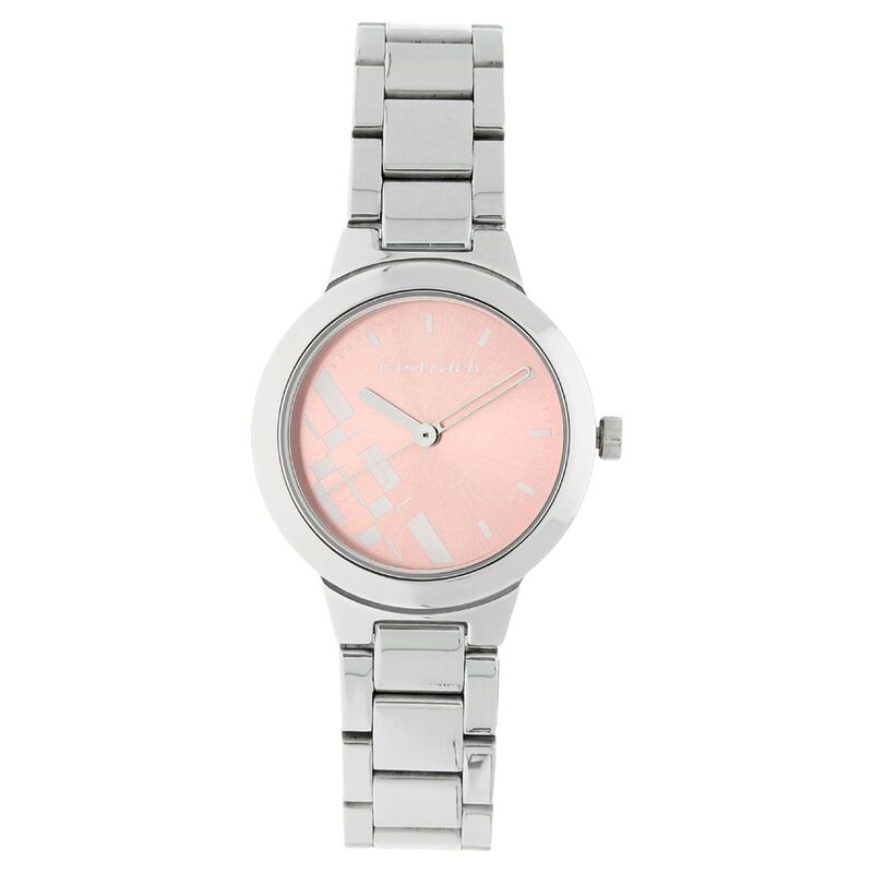 Fastrack Quartz Analog Pink Dial Stainless Steel Strap Watch for Girls