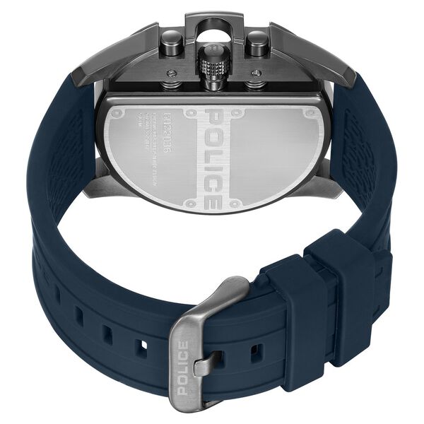 Police Quartz Multifunction Black Dial Blue Silicon Strap Watch For Men - image number 3