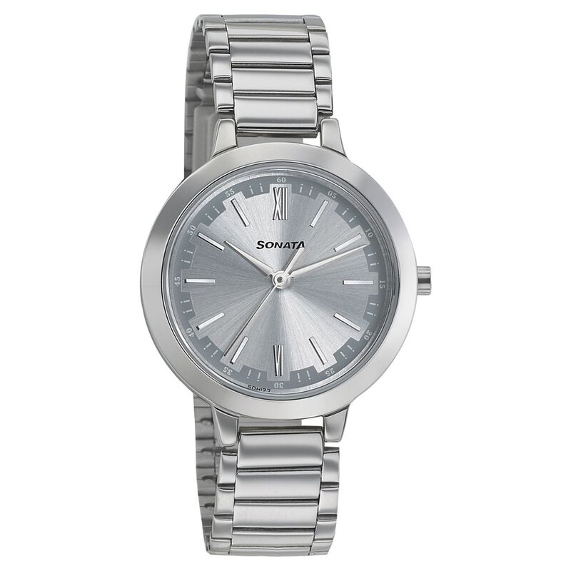 Sonata Steel Daisies Silver Dial Women Watch With Stainless Steel Strap - image number 0
