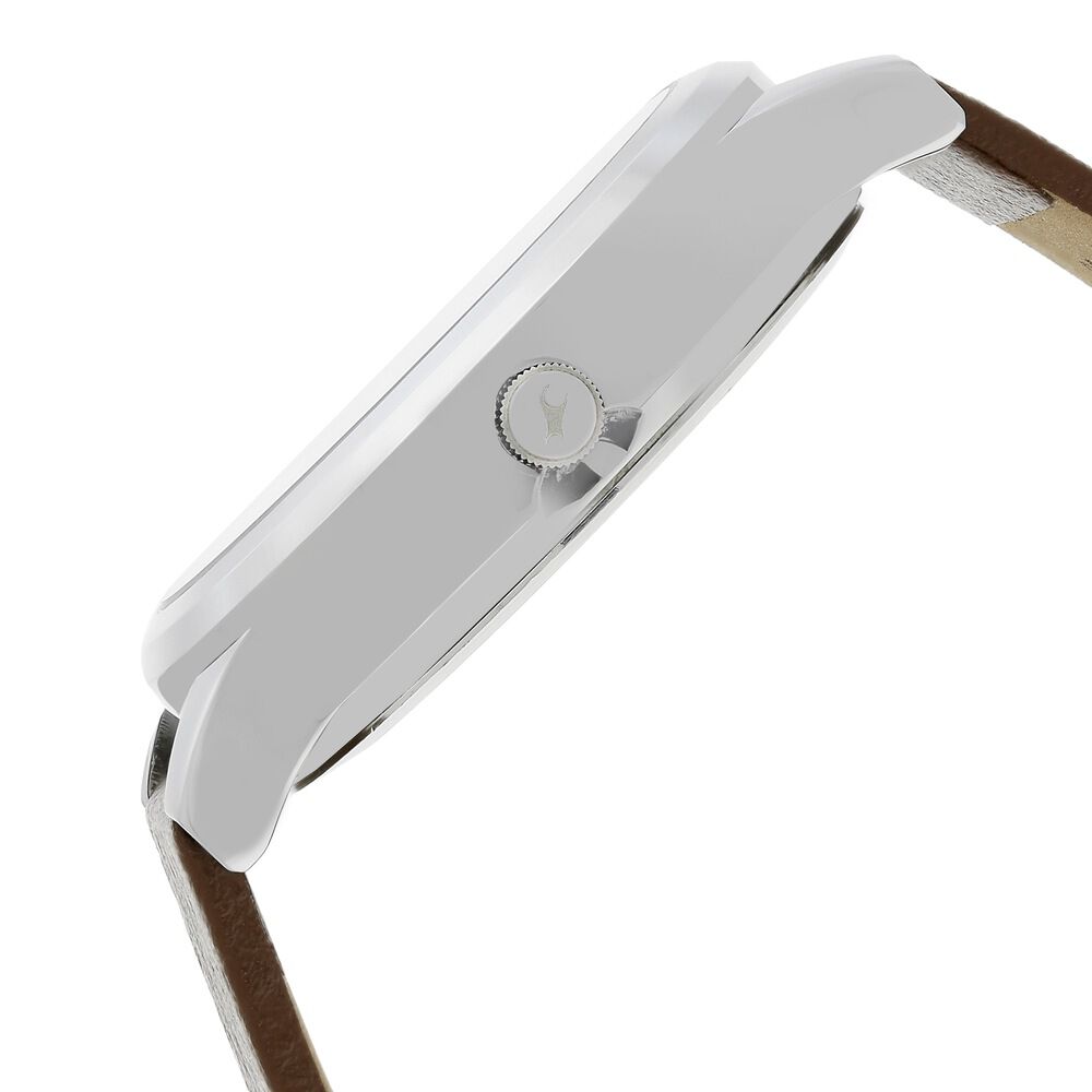 Buy Online Fastrack Fundamentals Quartz Analog White Dial Leather Strap Watch for Guys ns38051sl01 Titan