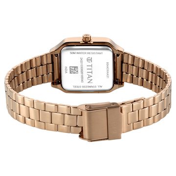 Titan Workwear Essentials Quartz Analog Black Dial Rose Gold Stainless Steel Strap Watch For Women