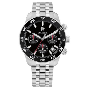 Tommy Hilfiger Quartz Chronograph Black Dial Silver Stainless Steel Strap Watch For Men