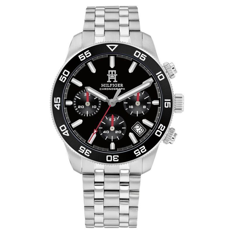 Tommy Hilfiger Quartz Chronograph Black Dial Silver Stainless Steel Strap Watch For Men