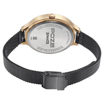 Sonata Poze Quartz Analog Black Dial Metal Strap Watch for Women