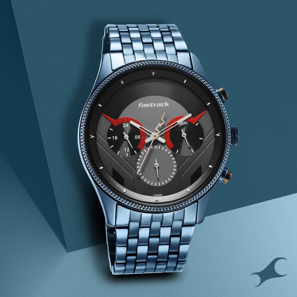 Buy Online Fastrack Thor Quartz Multifunction Grey Dial Metal Strap Watch for Guys ns3286km03 Titan