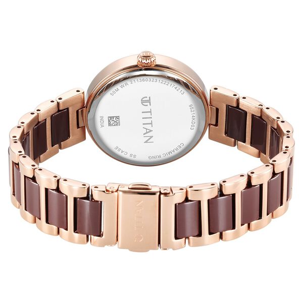 Titan Purple Ceramics Mother of Pearl Dial Analog Steel and Ceramic Strap Watch for Women - image number 4