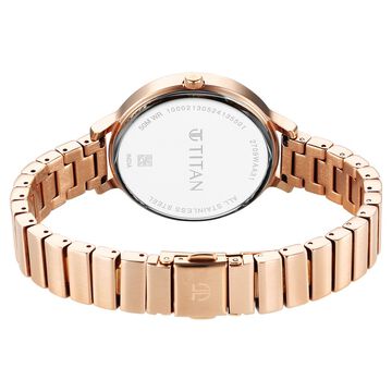 Titan Secluded Quartz Analog Blue Dial Metal Strap Watch For Women