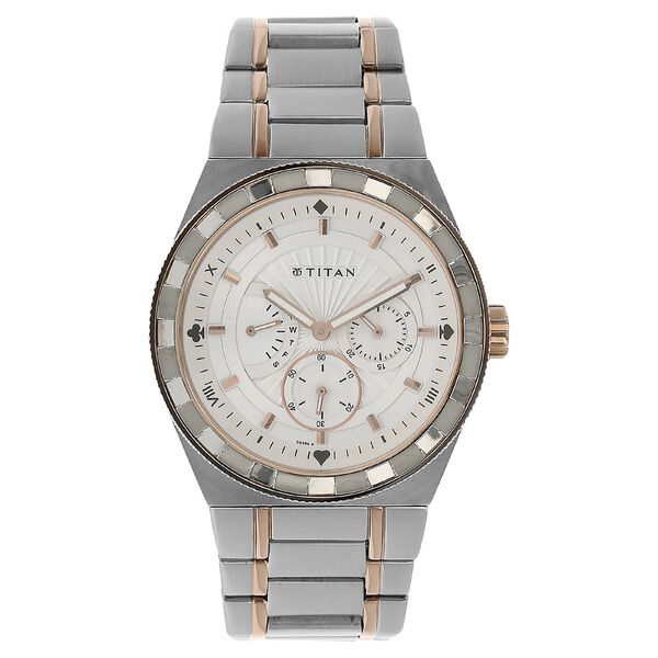 Titan Quartz Multifunction White Dial Stainless Steel Strap Watch for Men - image number 0