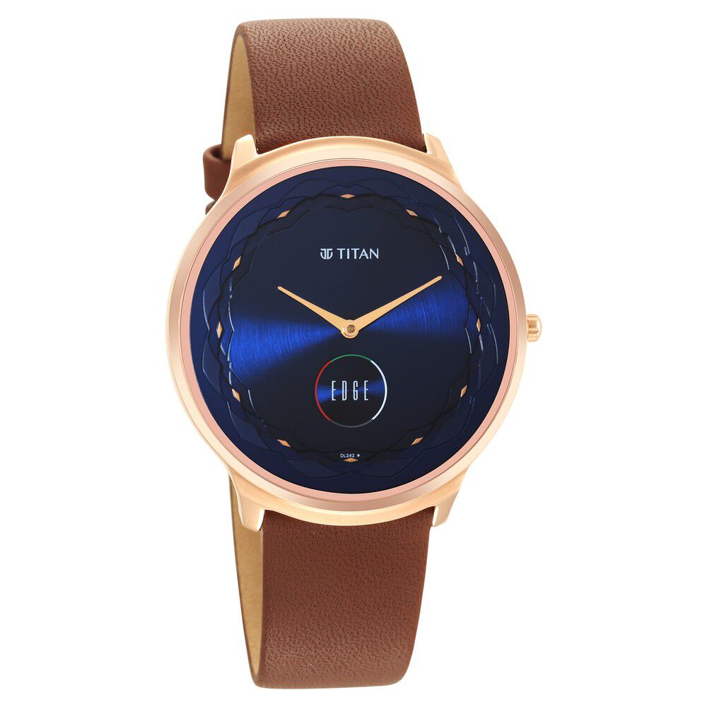 Titan Quartz Analog Blue Dial Leather Strap Watch for Men