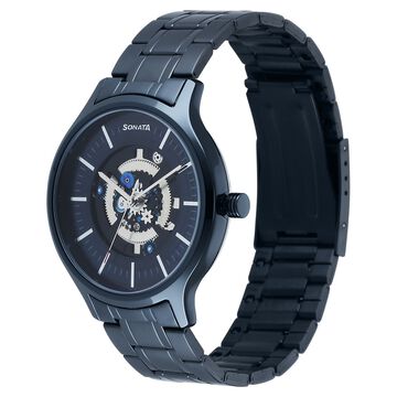 Sonata Unveil Quartz Analog Blue Dial Stainless Steel Strap Watch for Men