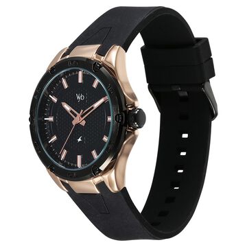 Vyb Challenger By Fastrack Quartz Analog Black Dial Silicone Strap Watch For Guys