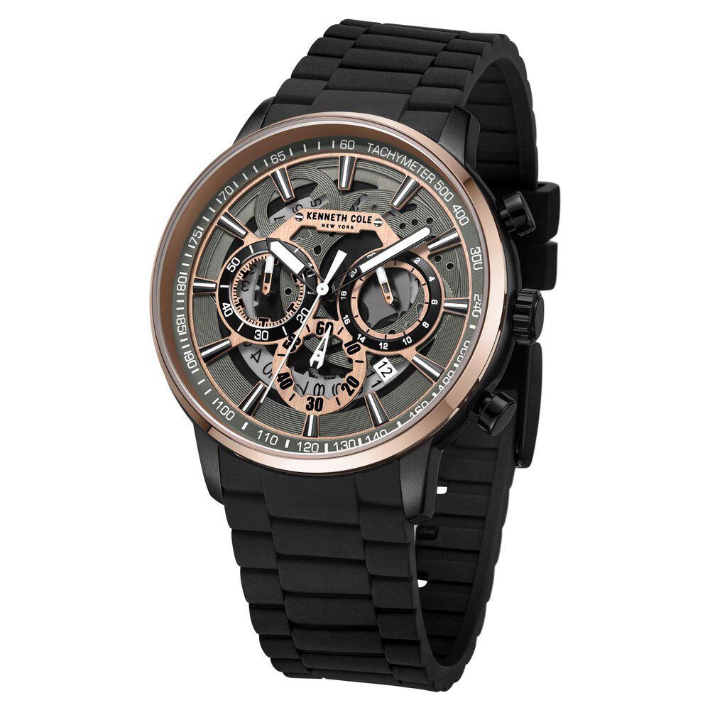 Buy Online Kenneth Cole Quartz Chronograph Grey Dial Silicone