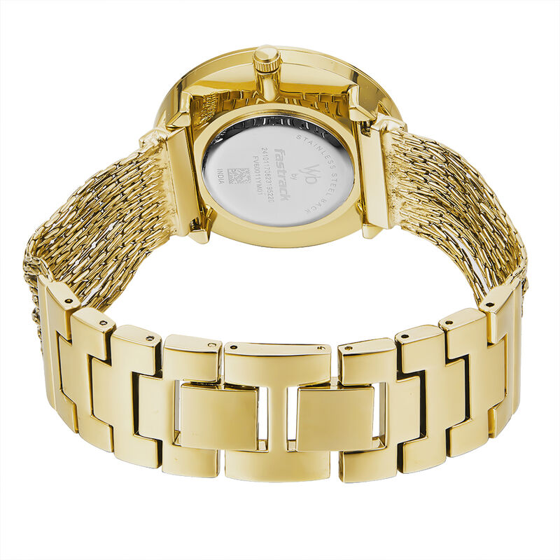 Vyb by Fastrack Quartz Analog Golden Dial Metal Strap Watch for Girls - image number 5