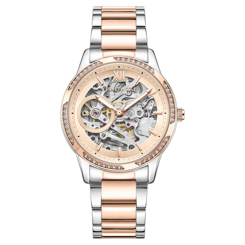 Kenneth Cole Automatic Rose Gold Dial Stainless Steel Strap Watch for Women - image number 0