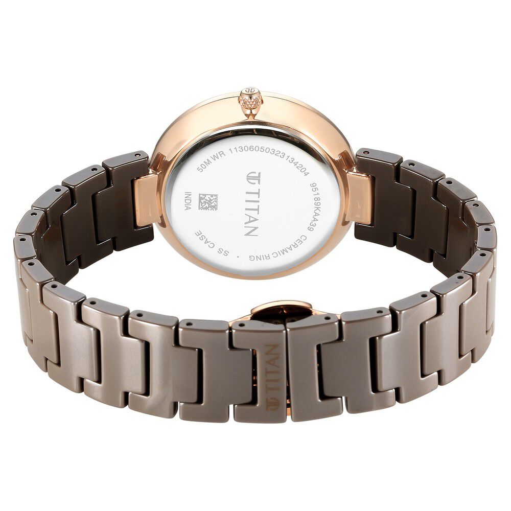 Buy Online Titan Purple Ceramics Quartz Analog Brown Dial Ceramic